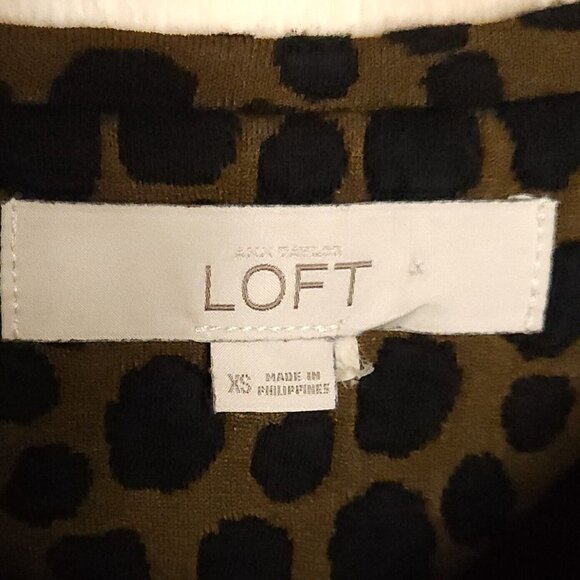 Loft Brown Black Spotted Long Sleeve Heavy Knit Top XS - Picture 4 of 5